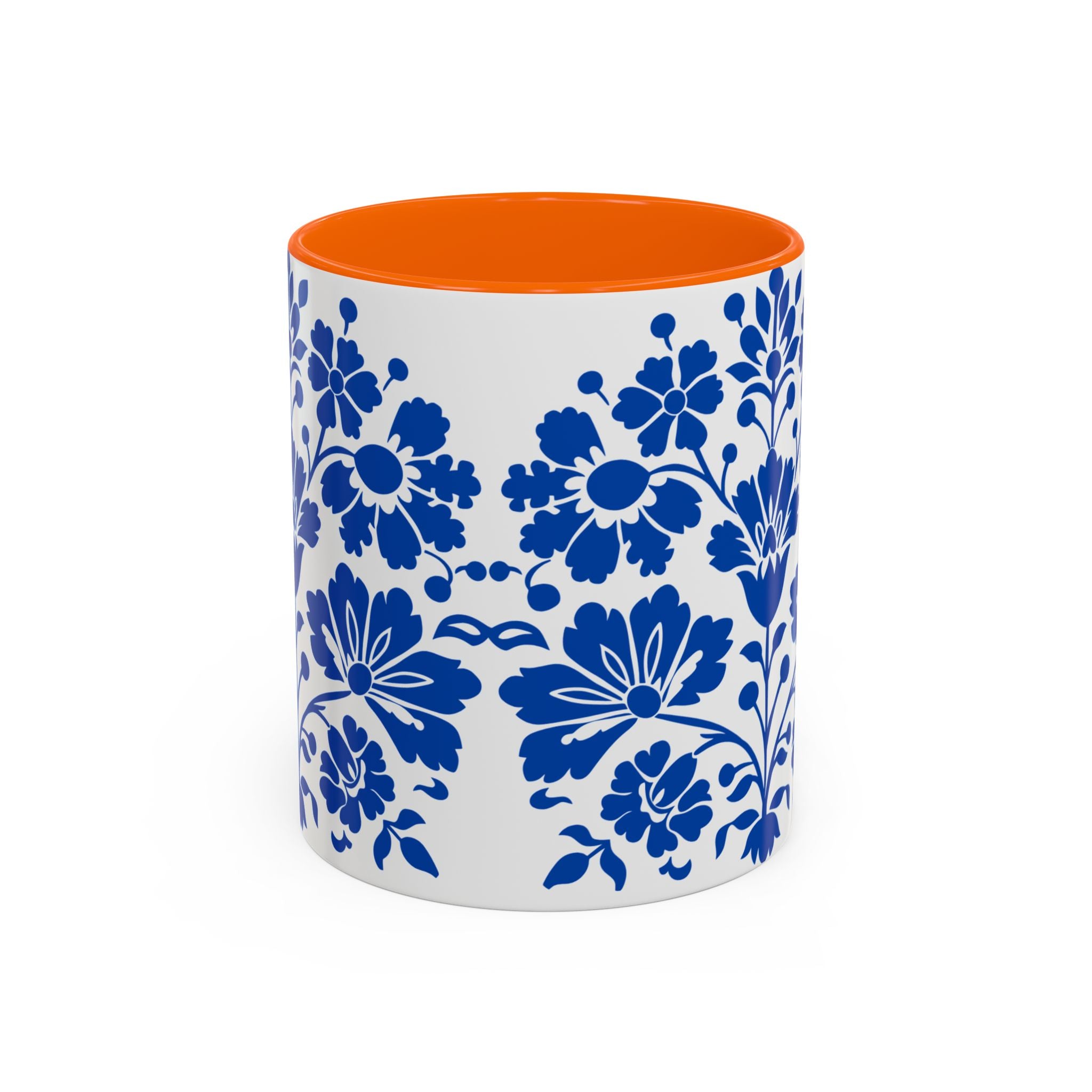 Blue Floral Accent Coffee Mug – Ceramic 11/15oz