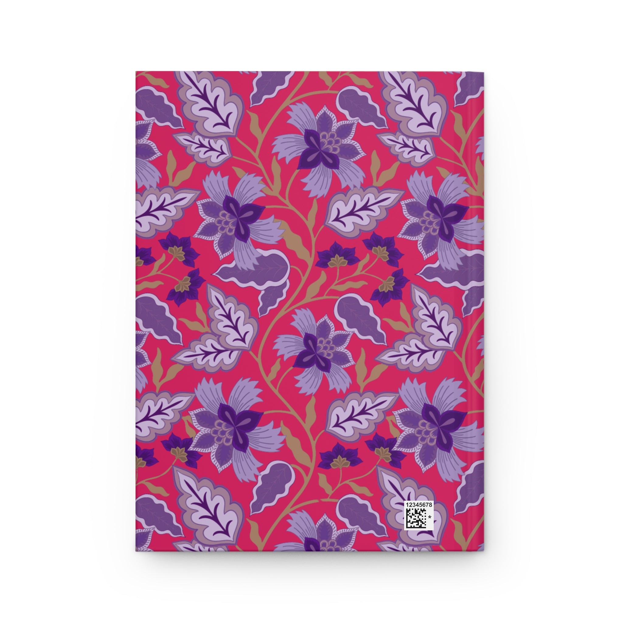 Composition Book Hardcover Journal — Floral Pink & Purple Pattern, Lined Notebook for School, Notes & Journaling