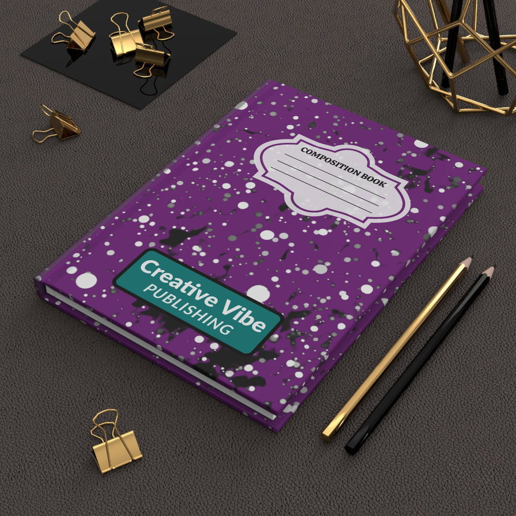 Purple Splatter Composition Hardcover Journal — "Composition Book"