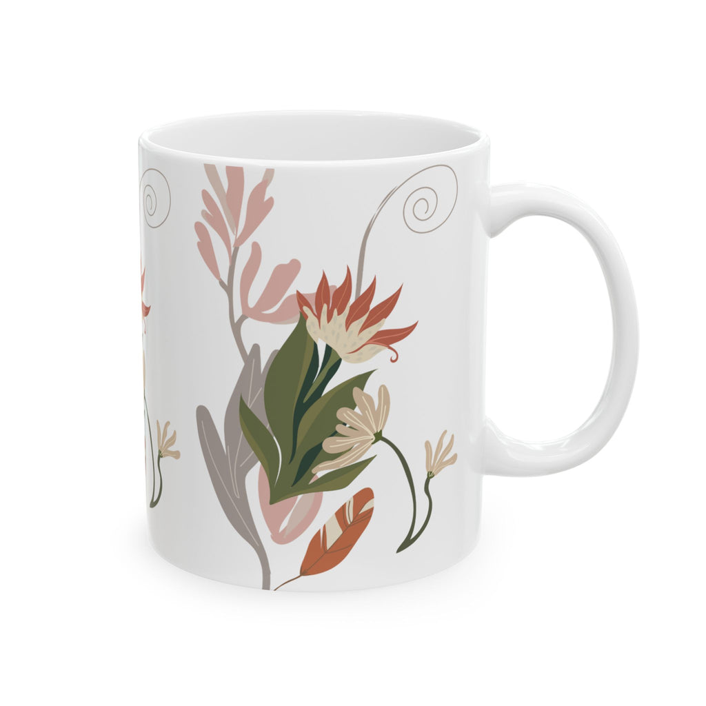 Floral Pastel Mug — Boho Botanical Ceramic Coffee Cup (11oz/15oz)