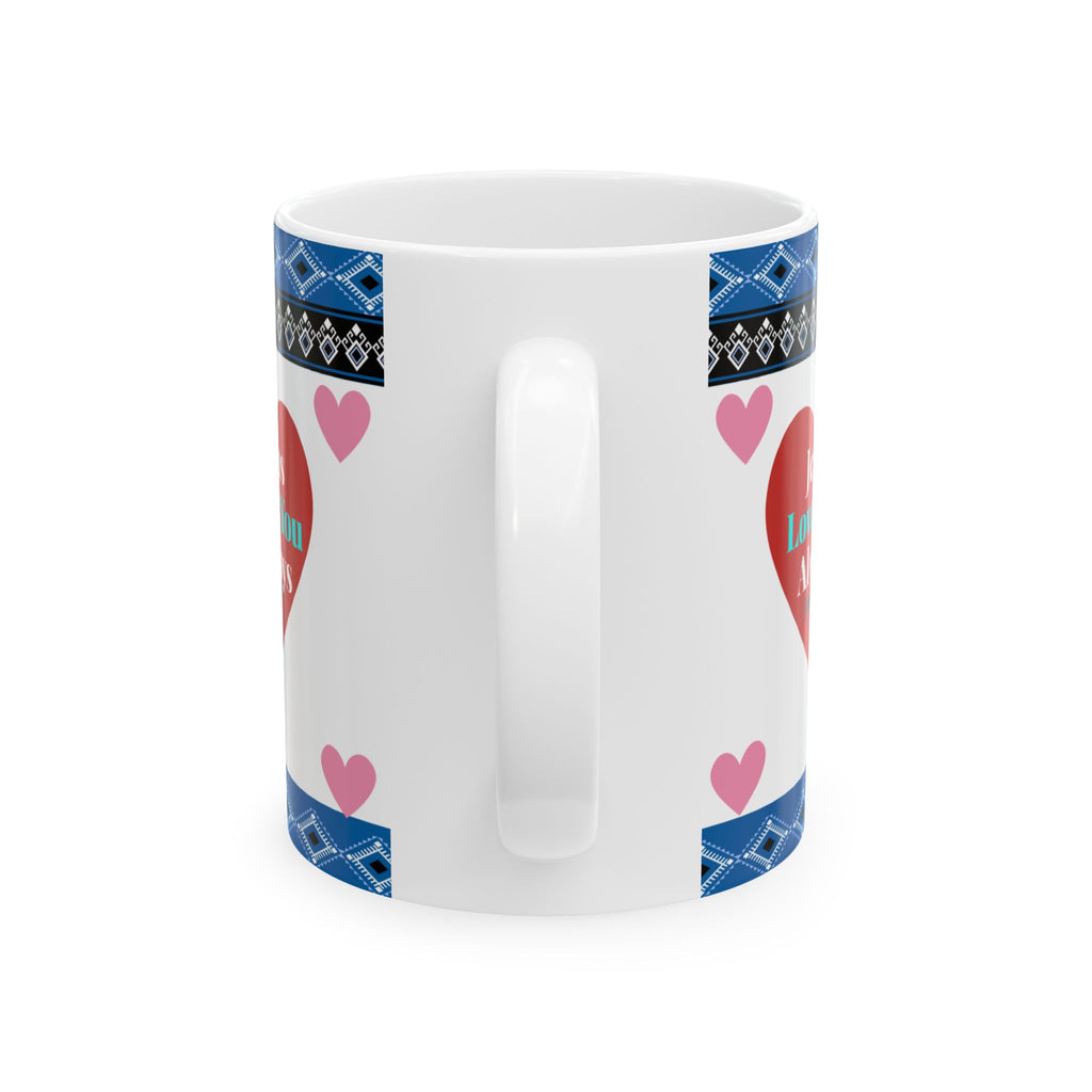 Valentine Floral Ceramic Mug (11oz & 15oz) — Pink Roses, Hearts & Love Design