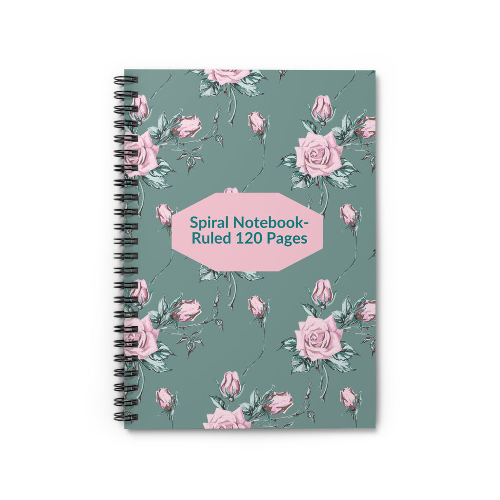 Floral Rose Spiral Notebook — Ruled 120-Page Journal