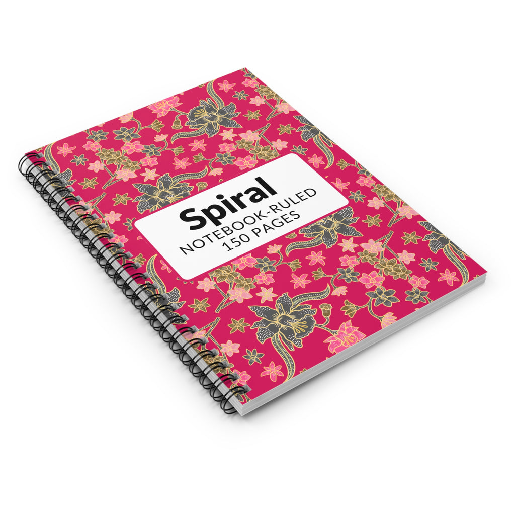 Floral Spiral Notebook — Pink Vintage Blossom Ruled Journal, 150-Page School & Daily Notebook