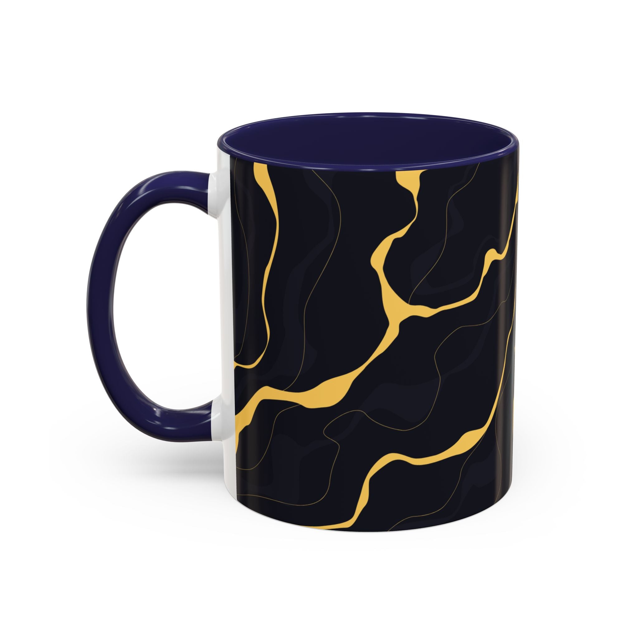 Black & Gold Marble Accent Coffee Mug — 11/15oz
