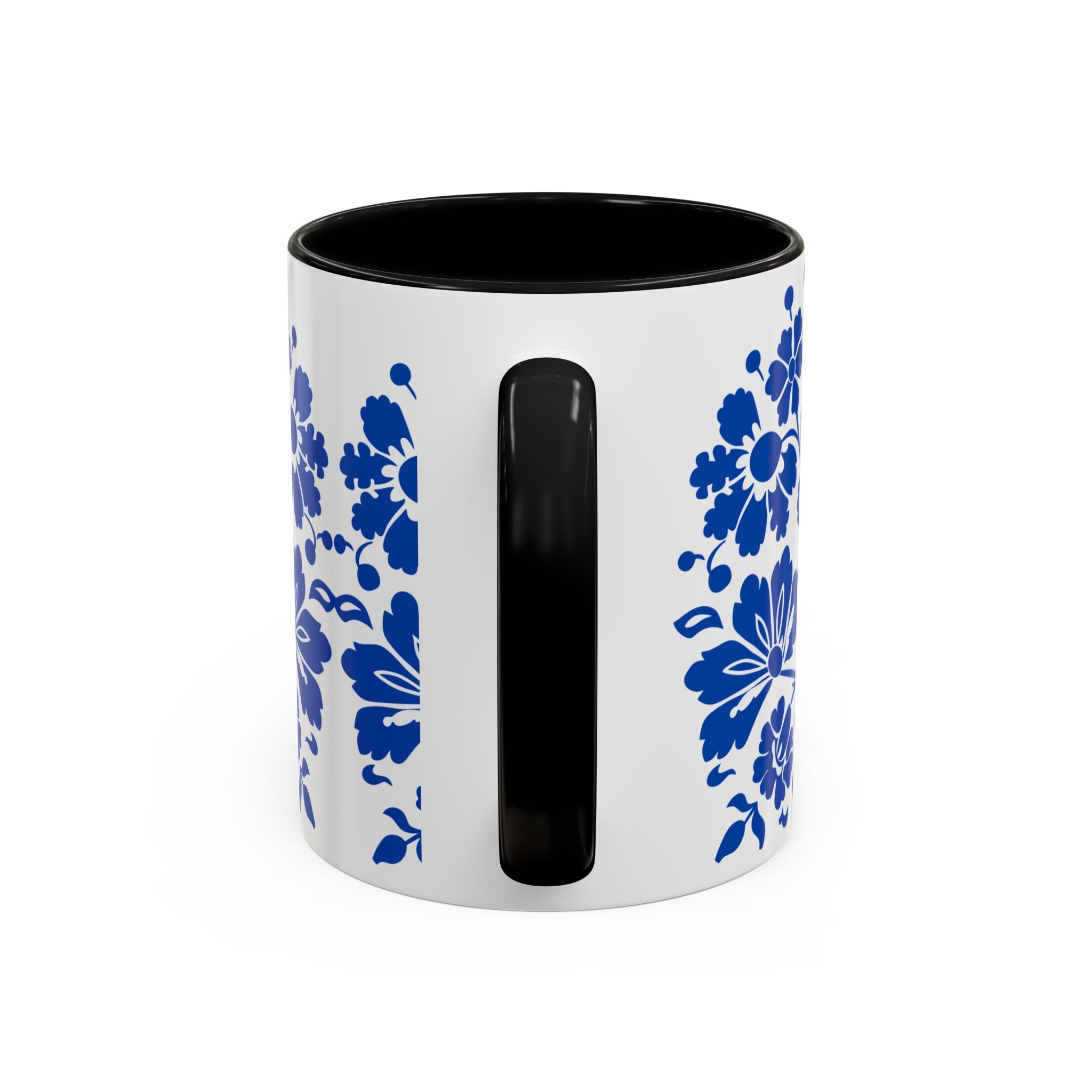 Blue Floral Accent Coffee Mug – Ceramic 11/15oz