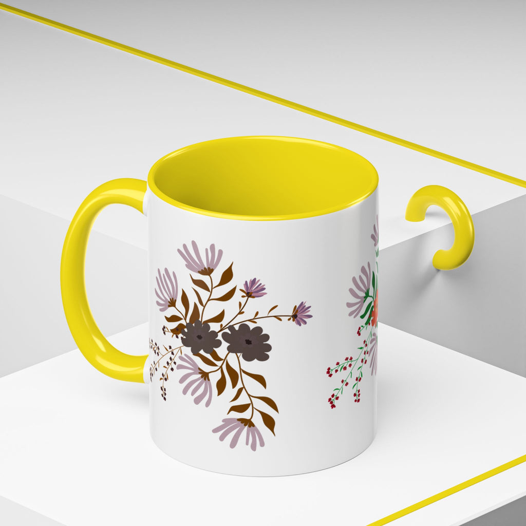 Floral Bouquet Accent Coffee Mug – Colorful Wildflower Design (11/15oz)