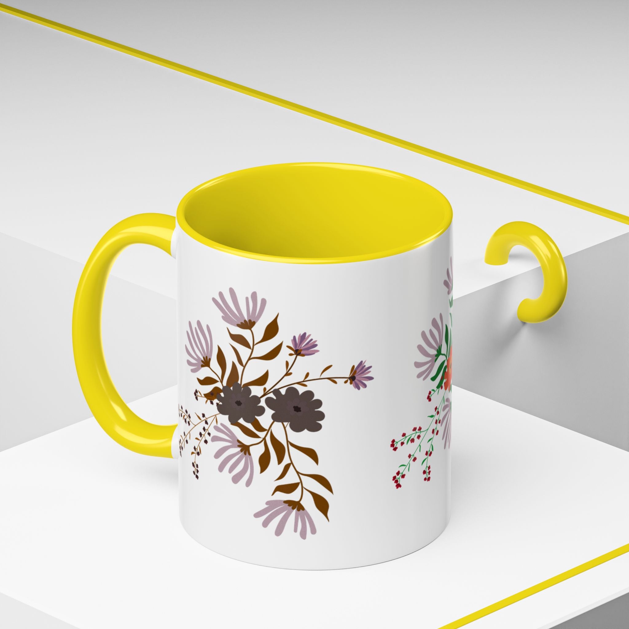 Floral Bouquet Accent Coffee Mug – Colorful Wildflower Design (11/15oz)