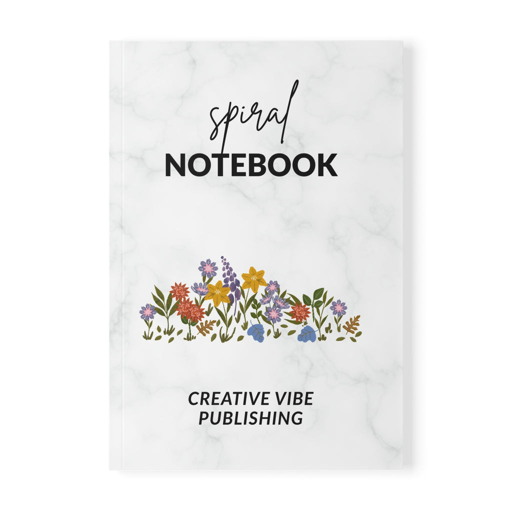 Marble Floral Notebook — "Spiral Notebook" A5 Softcover Journal