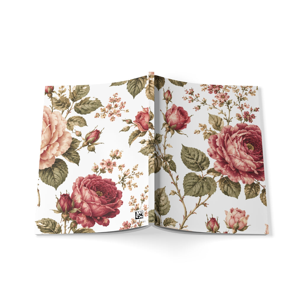 Floral Rose A5 Softcover Notebook — Vintage Botanical Journal