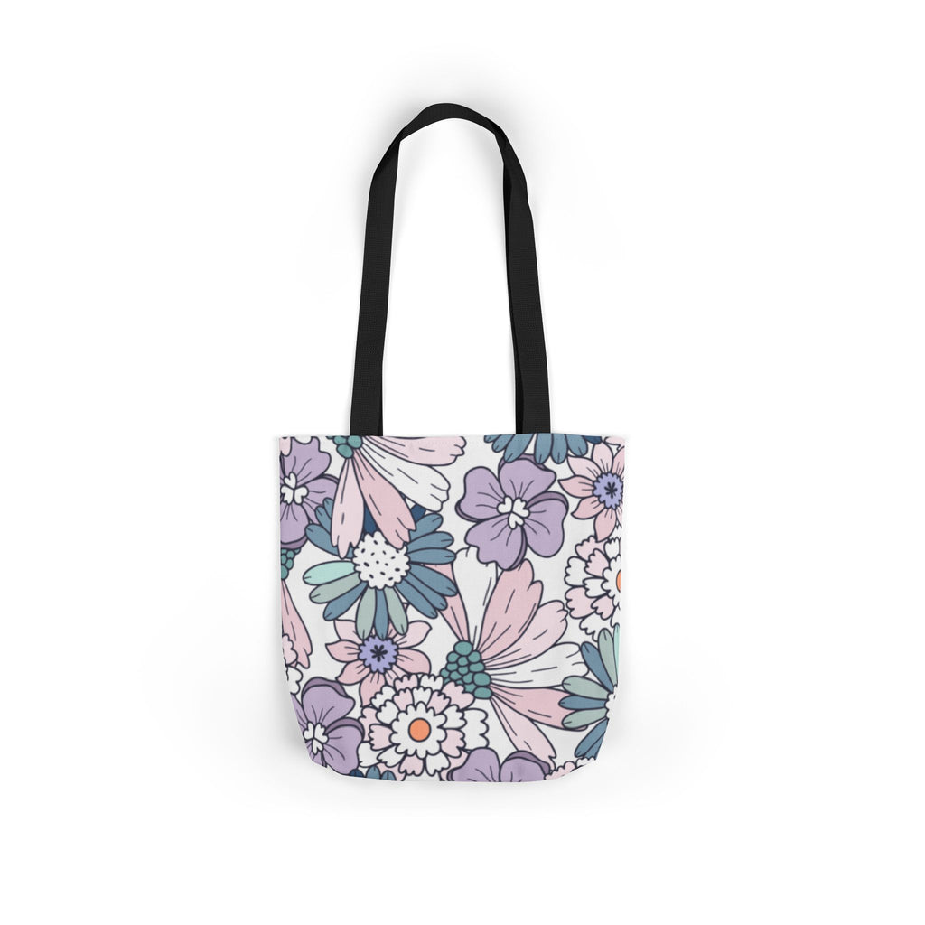 Floral Canvas Tote Bag — Pastel Daisy Garden Print