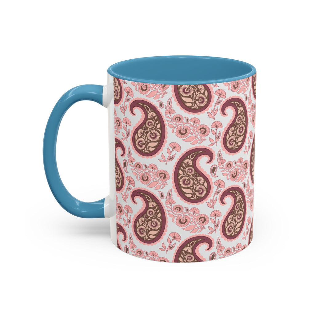 Pink Paisley Accent Coffee Mug — Decorative Floral Pattern 11/15oz