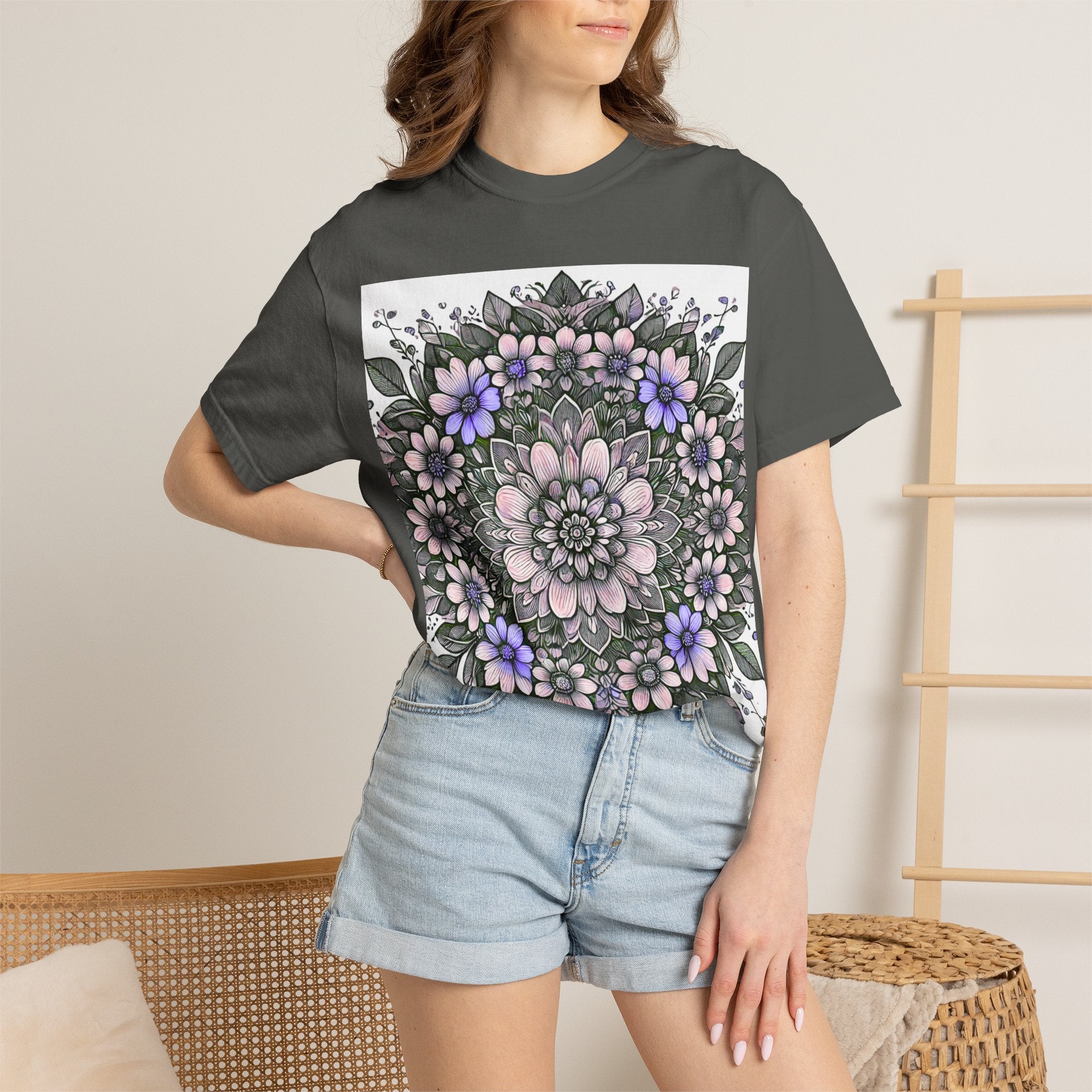 Floral Mandala T-Shirt — Pastel Garden Blossom Tee