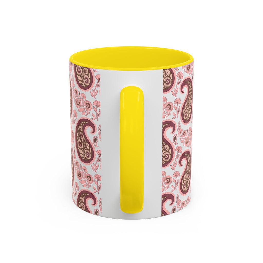 Pink Paisley Accent Coffee Mug — Decorative Floral Pattern 11/15oz