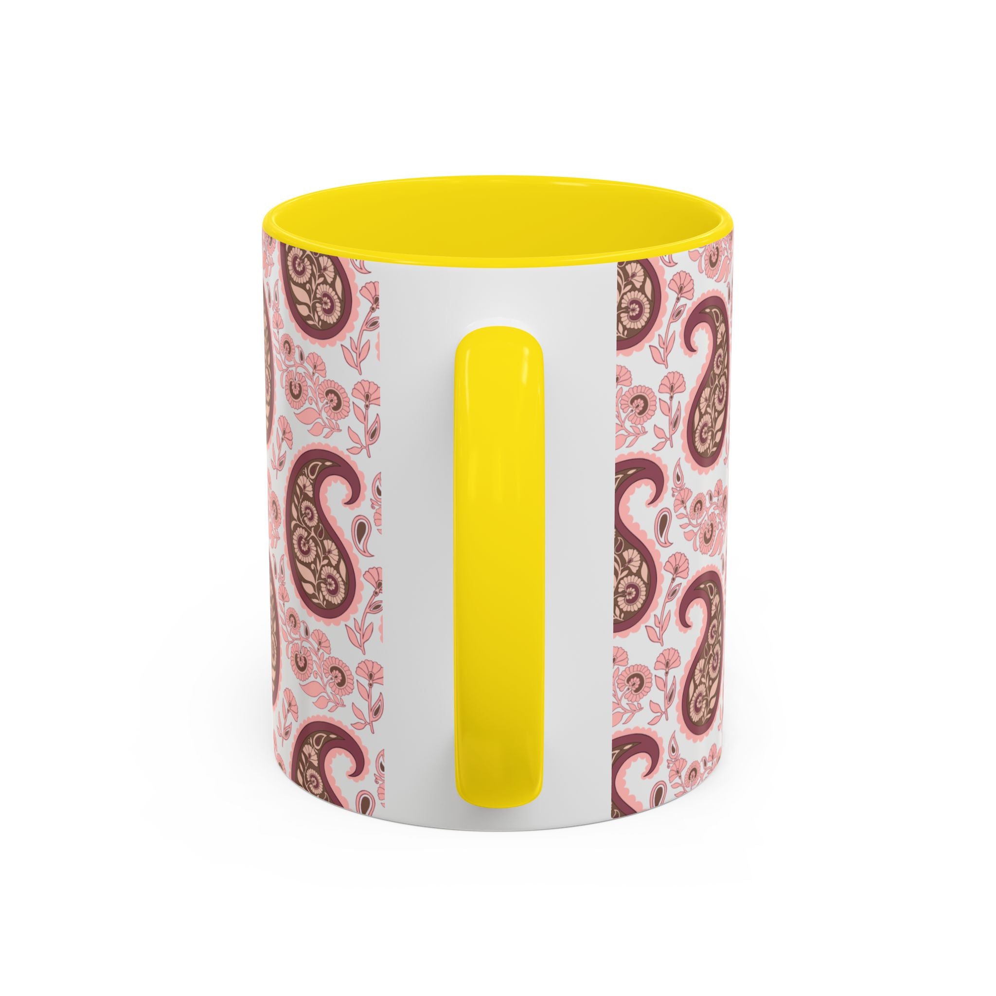 Pink Paisley Accent Coffee Mug — Decorative Floral Pattern 11/15oz