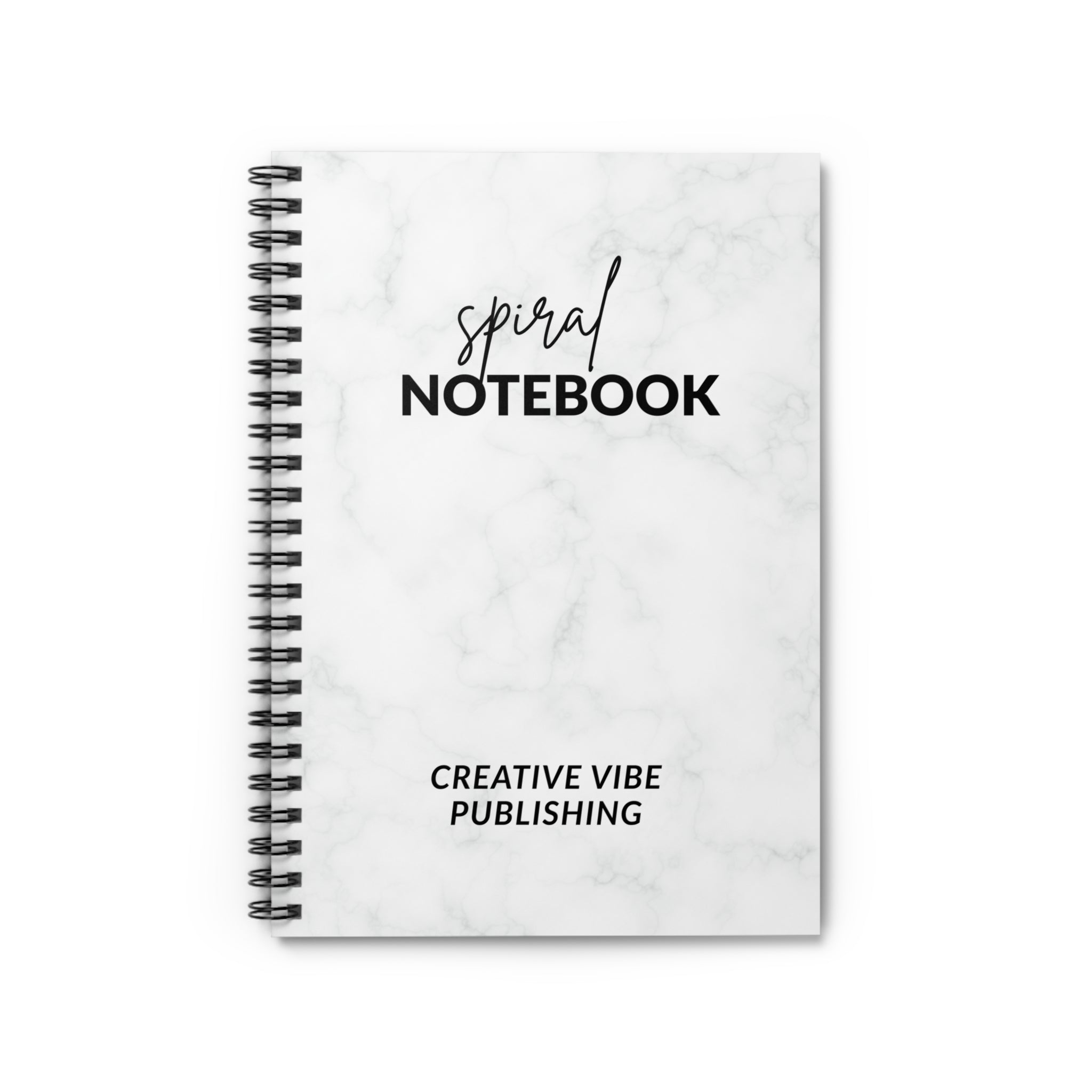 Marble Spiral Notebook — 'Spiral Notebook' Script Cover, Ruled Journal for School & Work