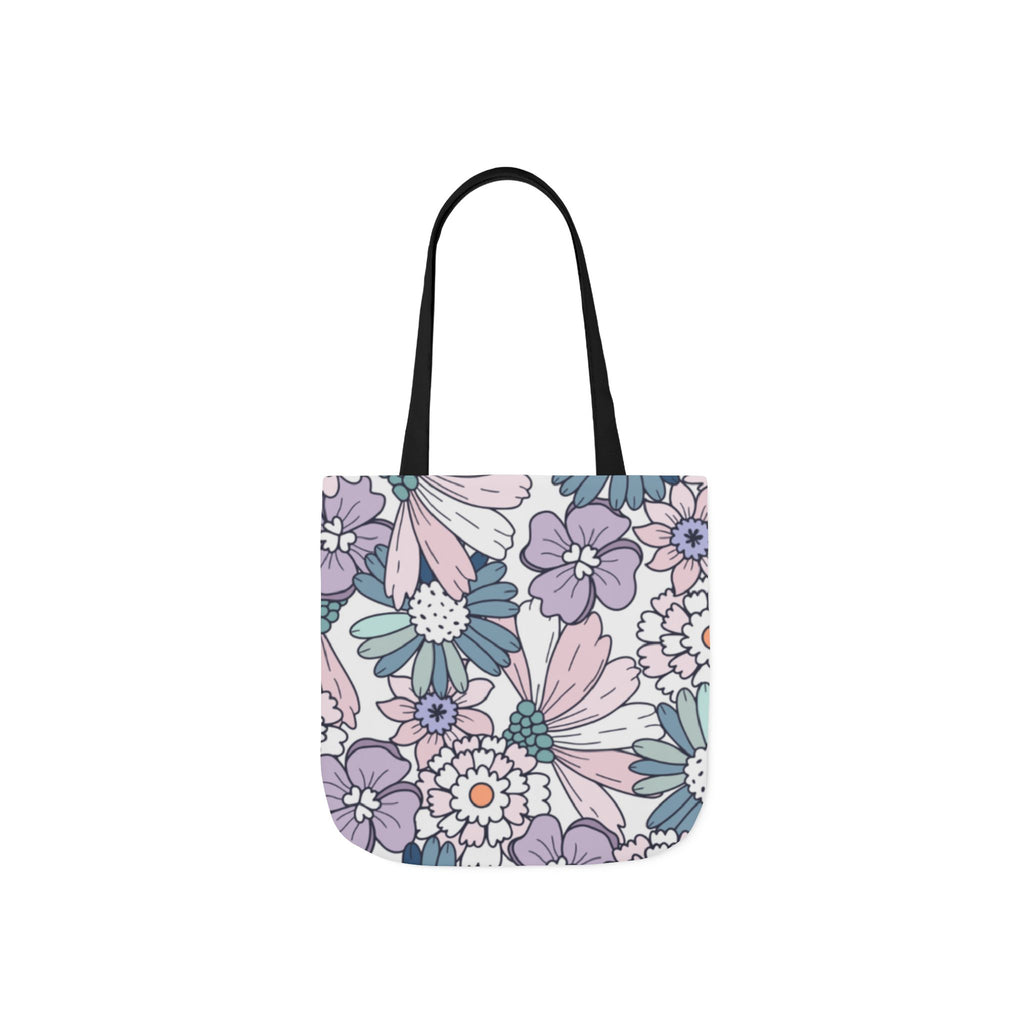 Floral Canvas Tote Bag — Pastel Daisy Garden Print