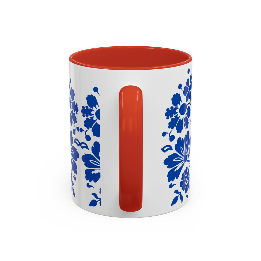 Blue Floral Accent Coffee Mug – Ceramic 11/15oz