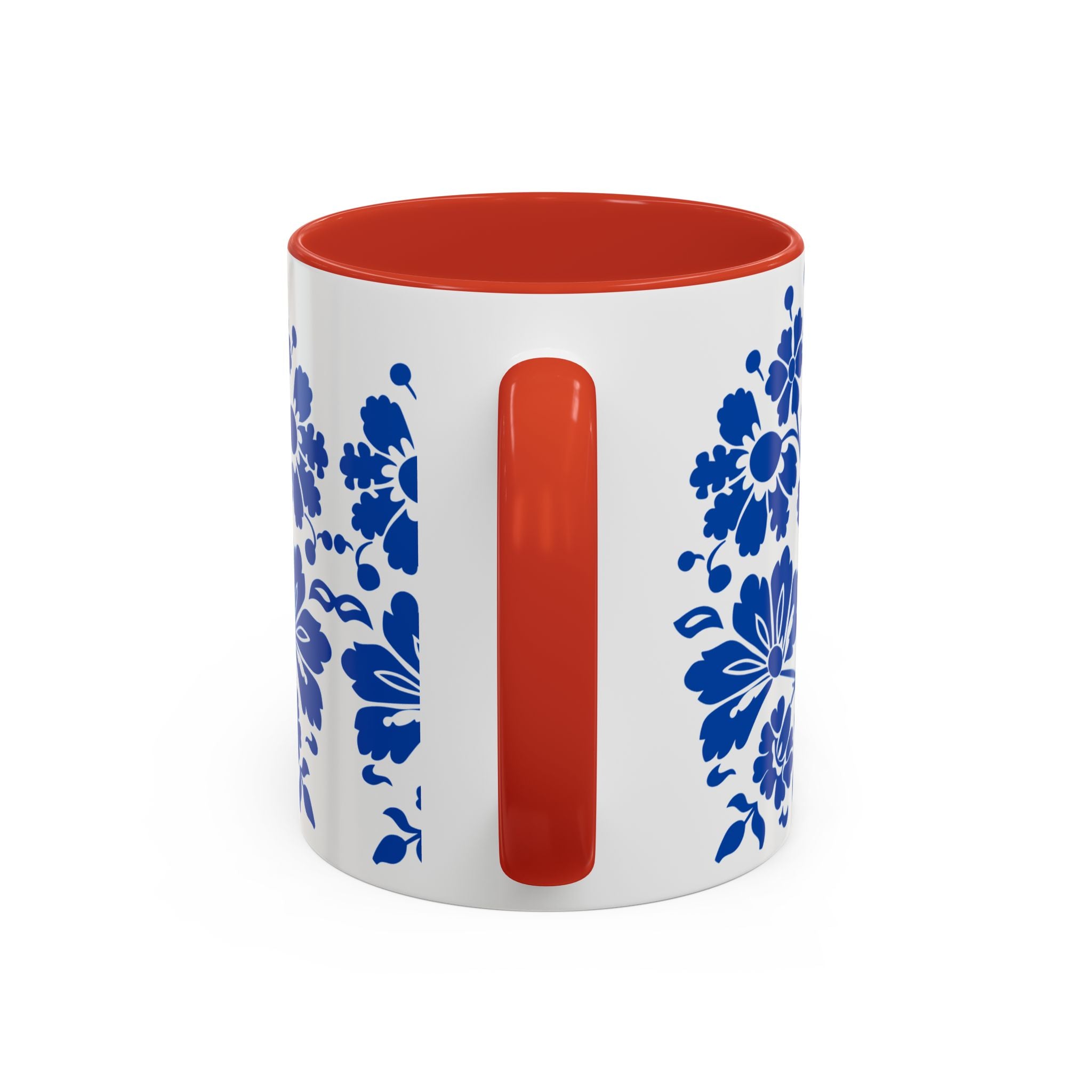 Blue Floral Accent Coffee Mug – Ceramic 11/15oz