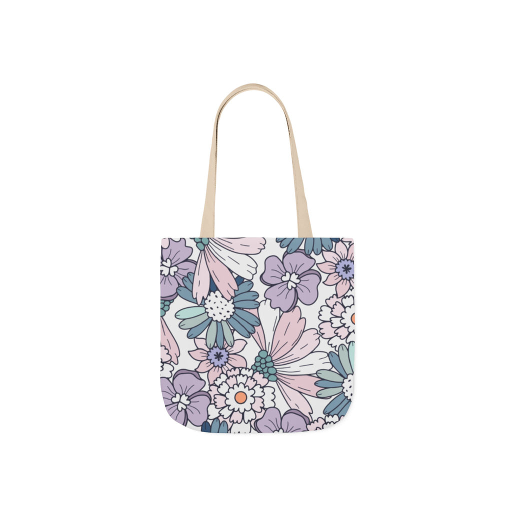 Floral Canvas Tote Bag — Pastel Daisy Garden Print