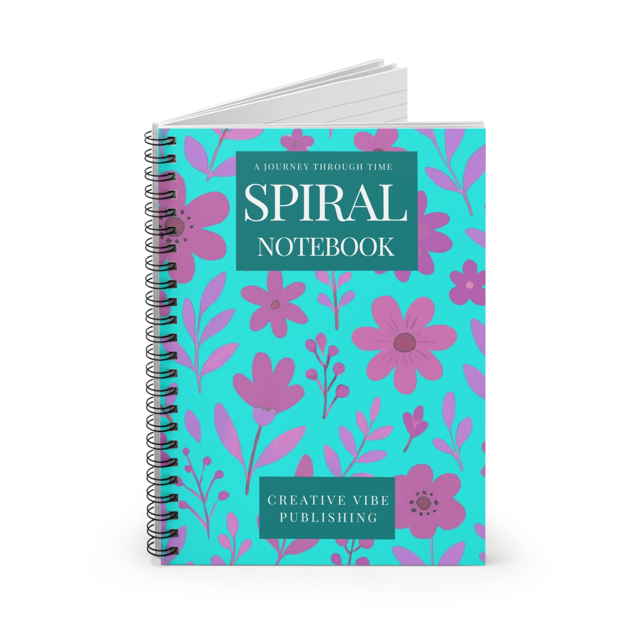 Floral Spiral Notebook — Ruled Journal with "SPIRAL NOTEBOOK" Cover