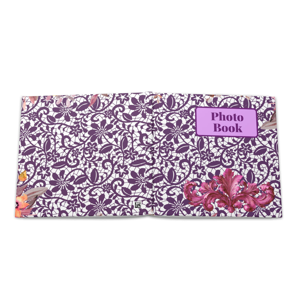 Floral Lace Hardcover Photo Book — Purple Vintage Keepsake