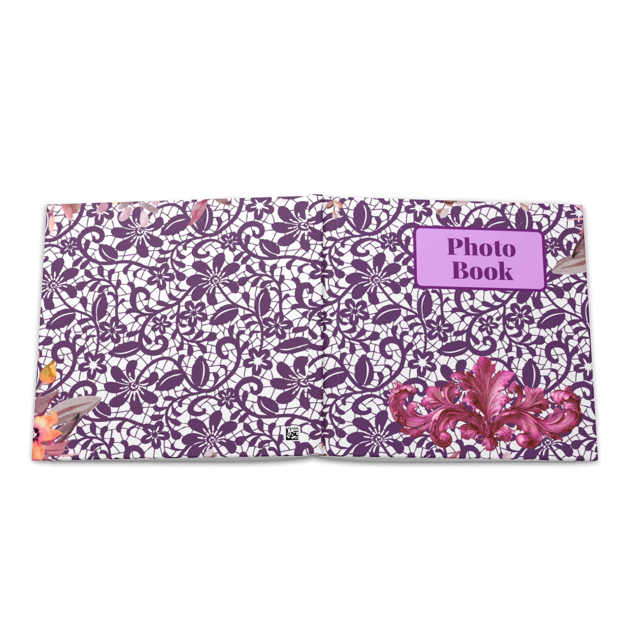 Floral Lace Hardcover Photo Book — Purple Vintage Keepsake