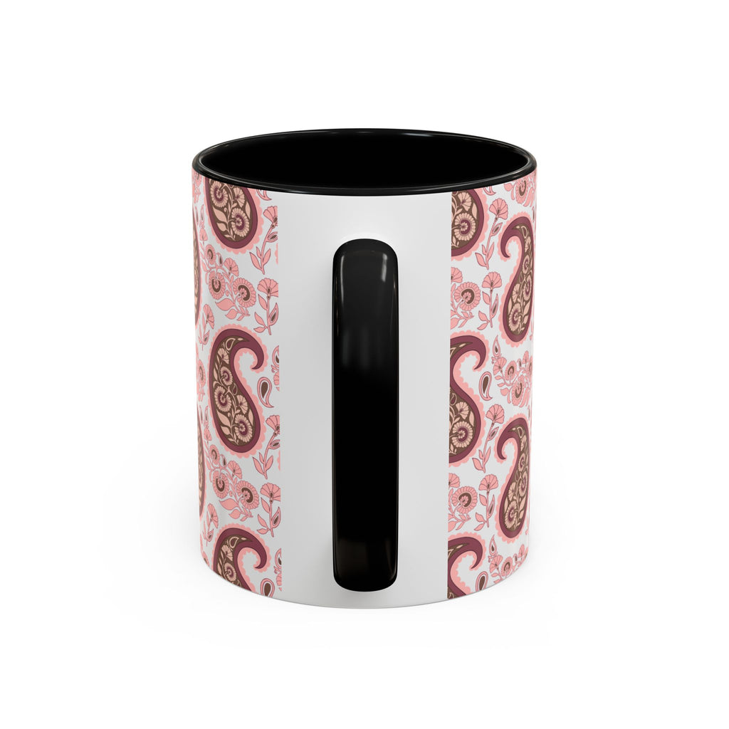 Pink Paisley Accent Coffee Mug — Decorative Floral Pattern 11/15oz