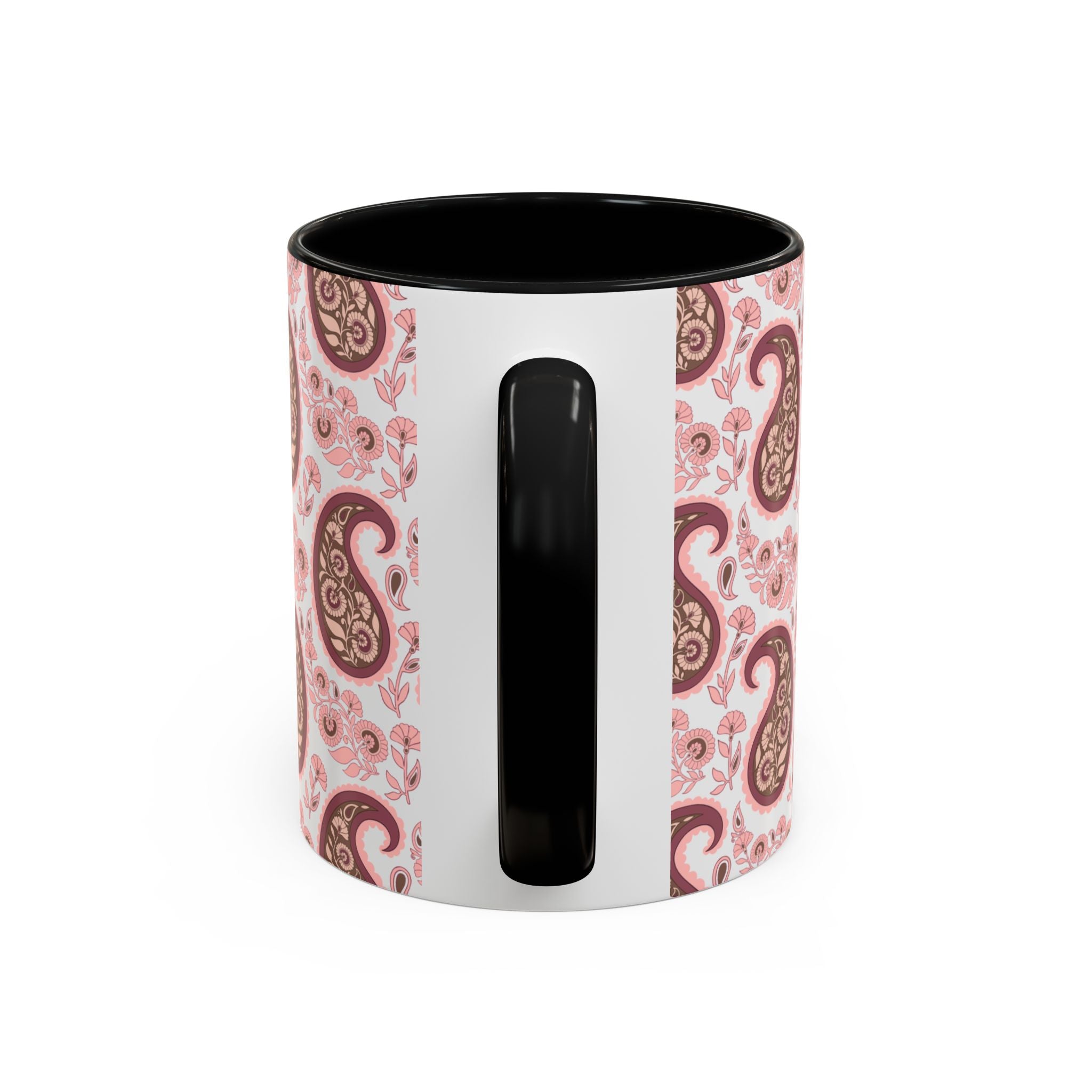 Pink Paisley Accent Coffee Mug — Decorative Floral Pattern 11/15oz