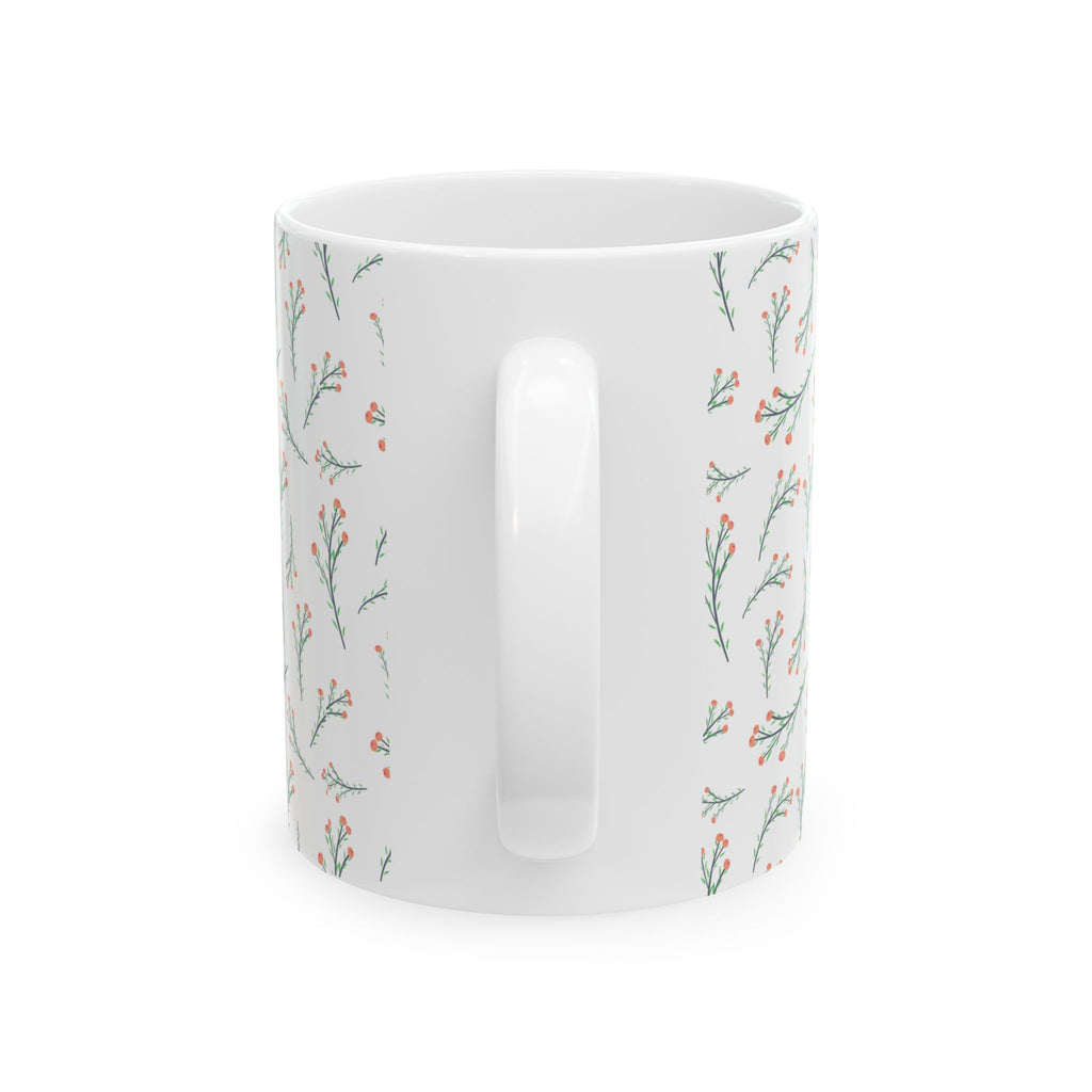 Botanical Sprig Ceramic Mug — Delicate Floral Pattern Coffee Cup (11oz, 15oz)