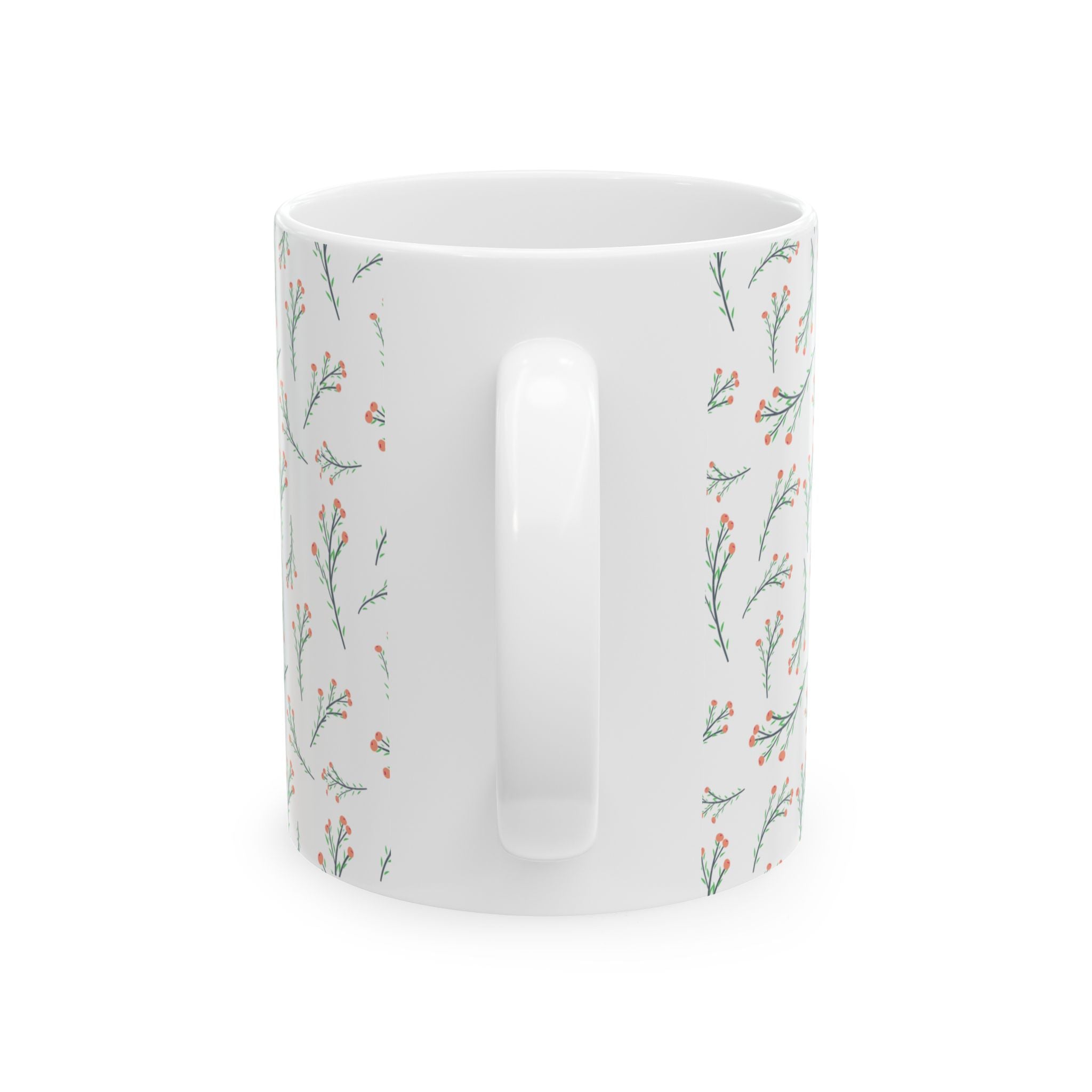 Botanical Sprig Ceramic Mug — Delicate Floral Pattern Coffee Cup (11oz, 15oz)