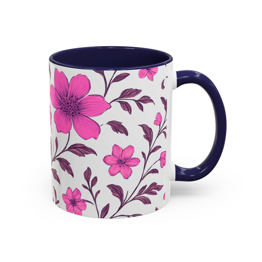 Pink Floral Accent Coffee Mug — 11/15oz