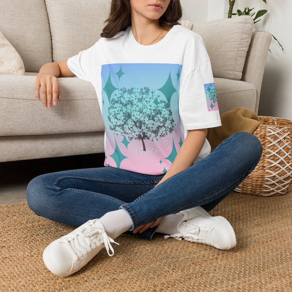 Pastel Tree Graphic T-Shirt — Sparkle Stars Nature Tee