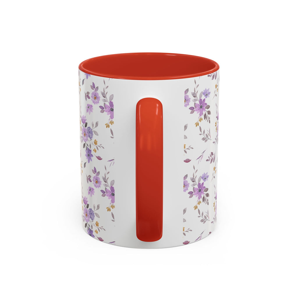 Floral Lavender Accent Coffee Mug — Purple Vintage Rose Pattern (11/15oz)