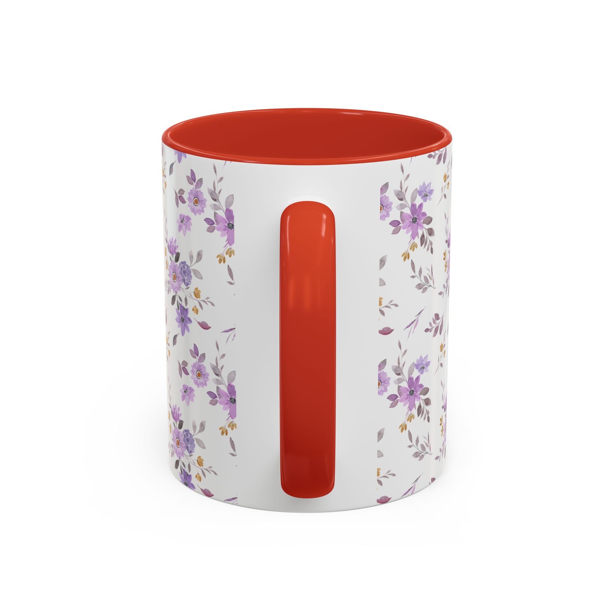 Floral Lavender Accent Coffee Mug — Purple Vintage Rose Pattern (11/15oz)