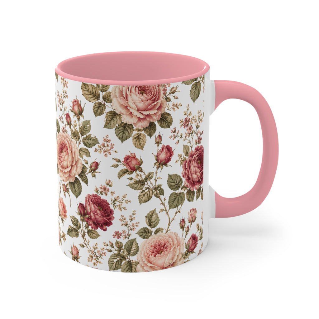 Vintage Rose Accent Mug – Pink Interior Floral Coffee Cup