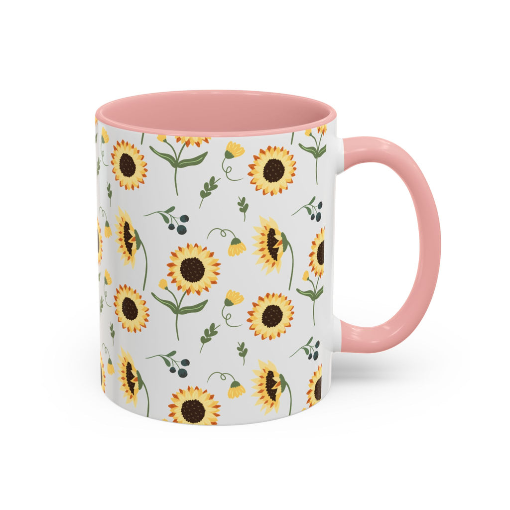 Sunflower Pattern Accent Coffee Mug — 11/15oz Ceramic Mug