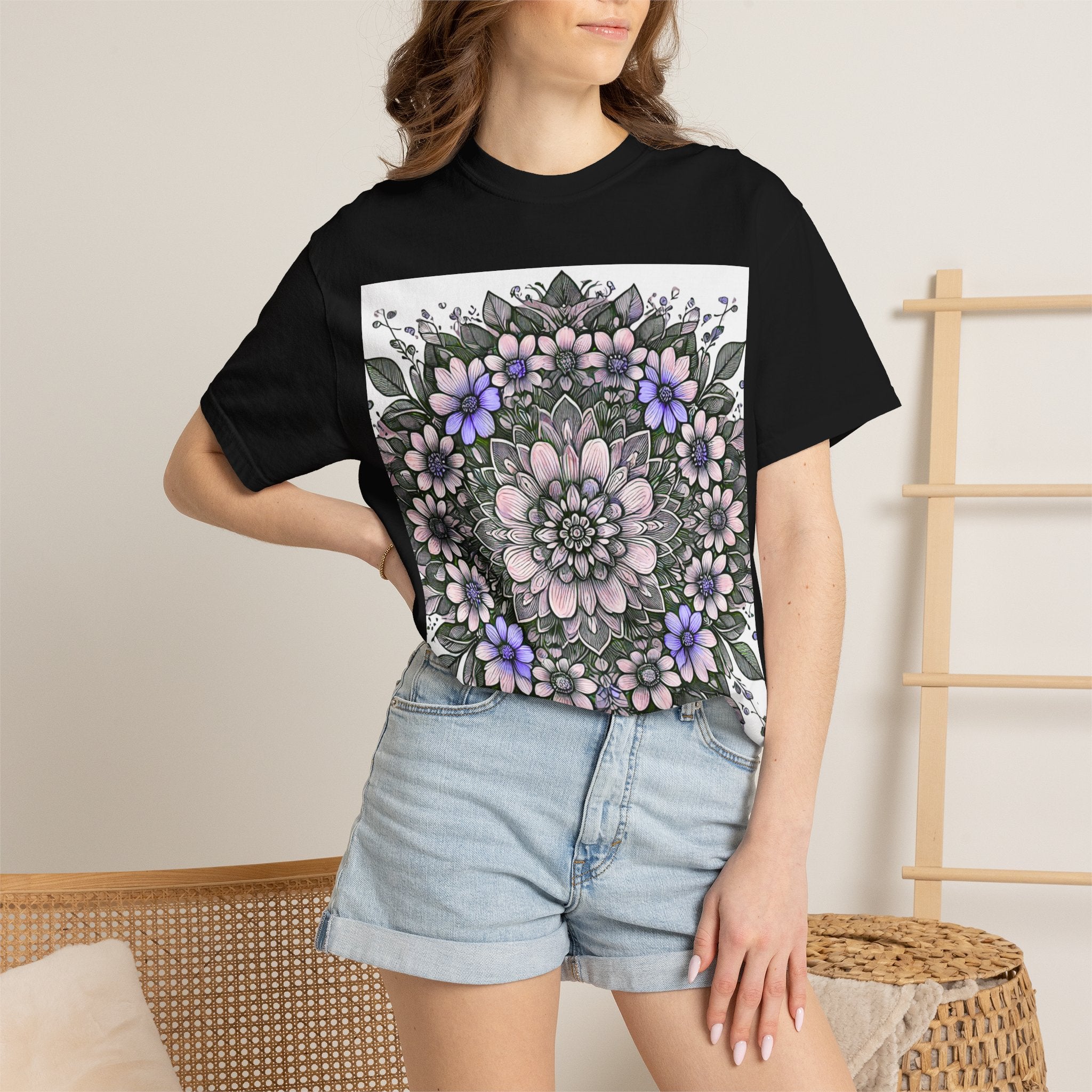 Floral Mandala T-Shirt — Pastel Garden Blossom Tee