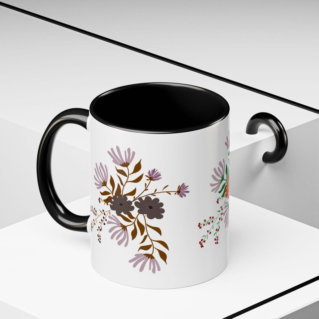 Floral Bouquet Accent Coffee Mug – Colorful Wildflower Design (11/15oz)