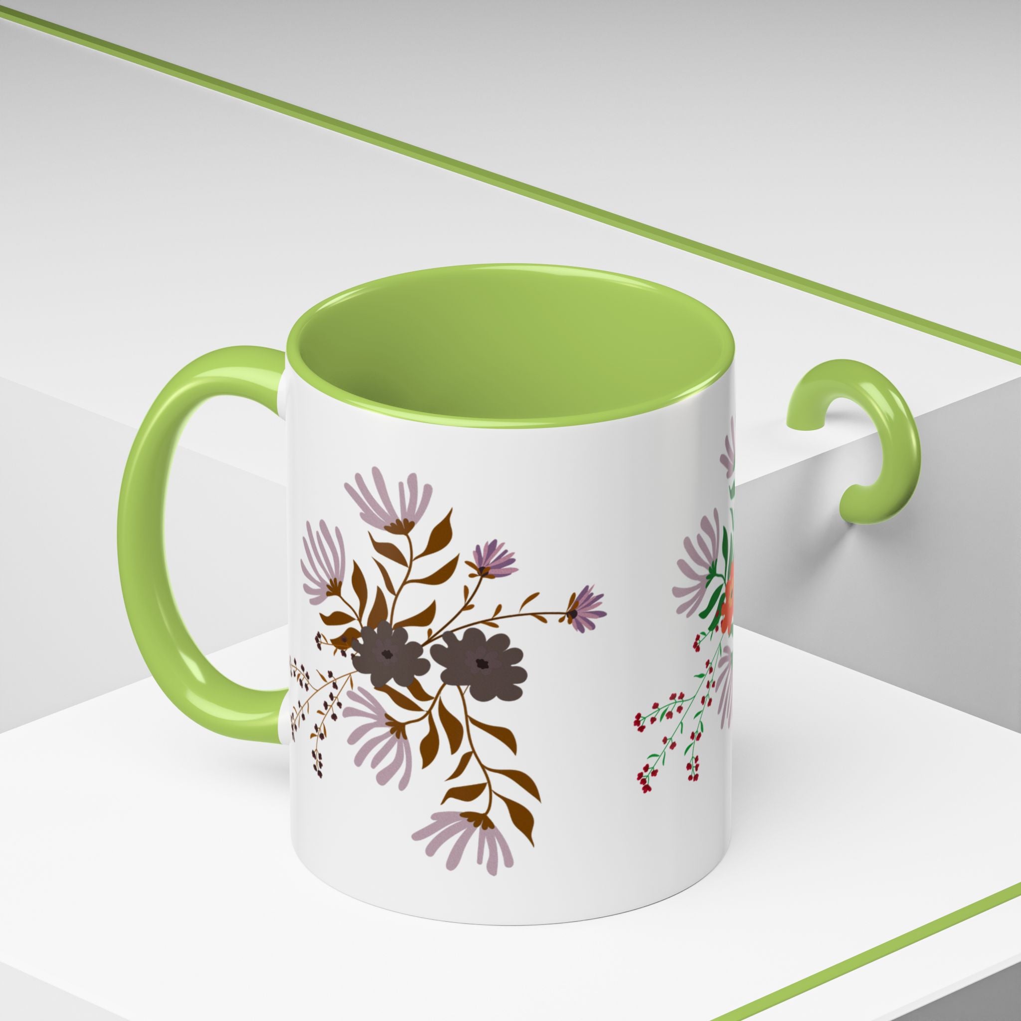 Floral Bouquet Accent Coffee Mug – Colorful Wildflower Design (11/15oz)