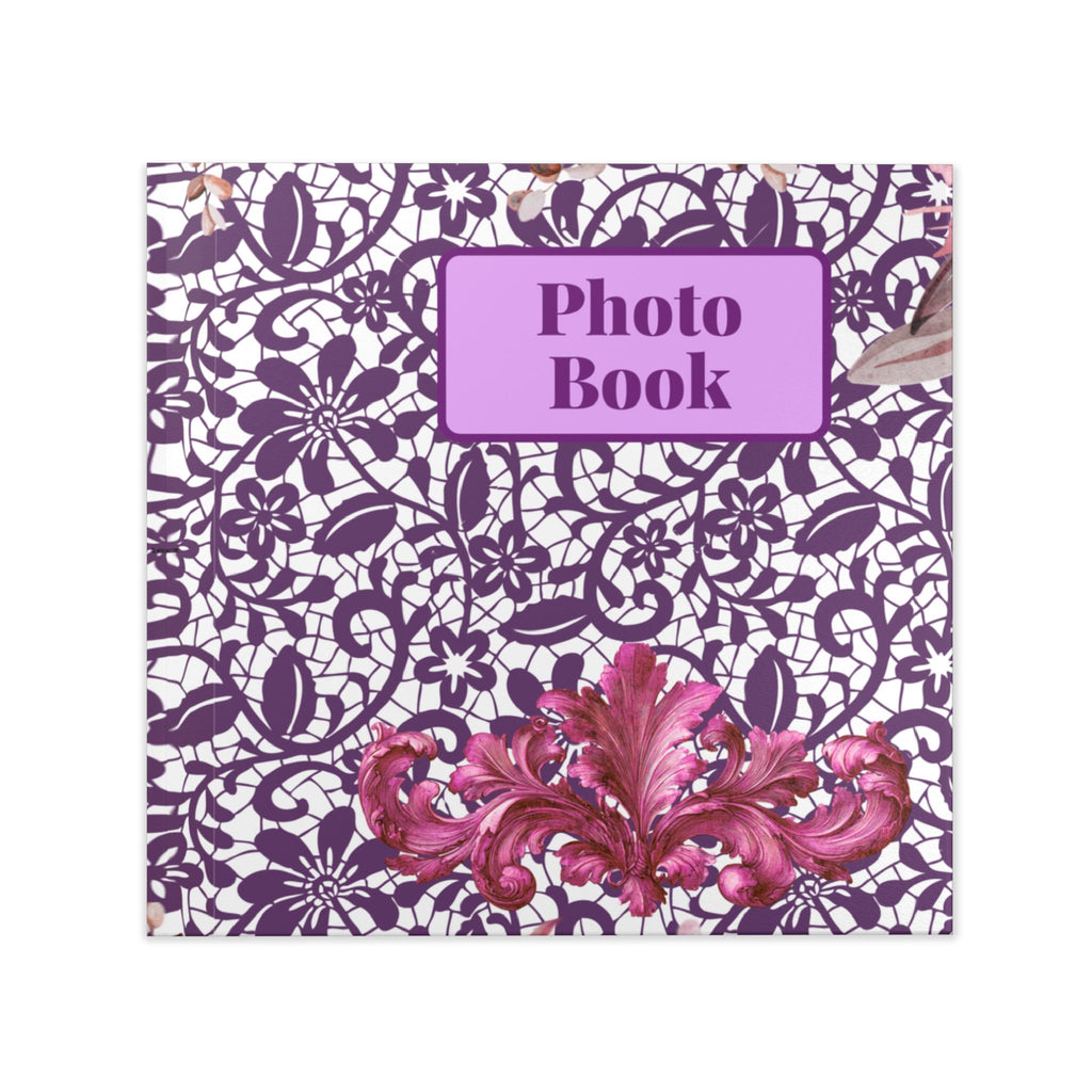 Floral Lace Hardcover Photo Book — Purple Vintage Keepsake