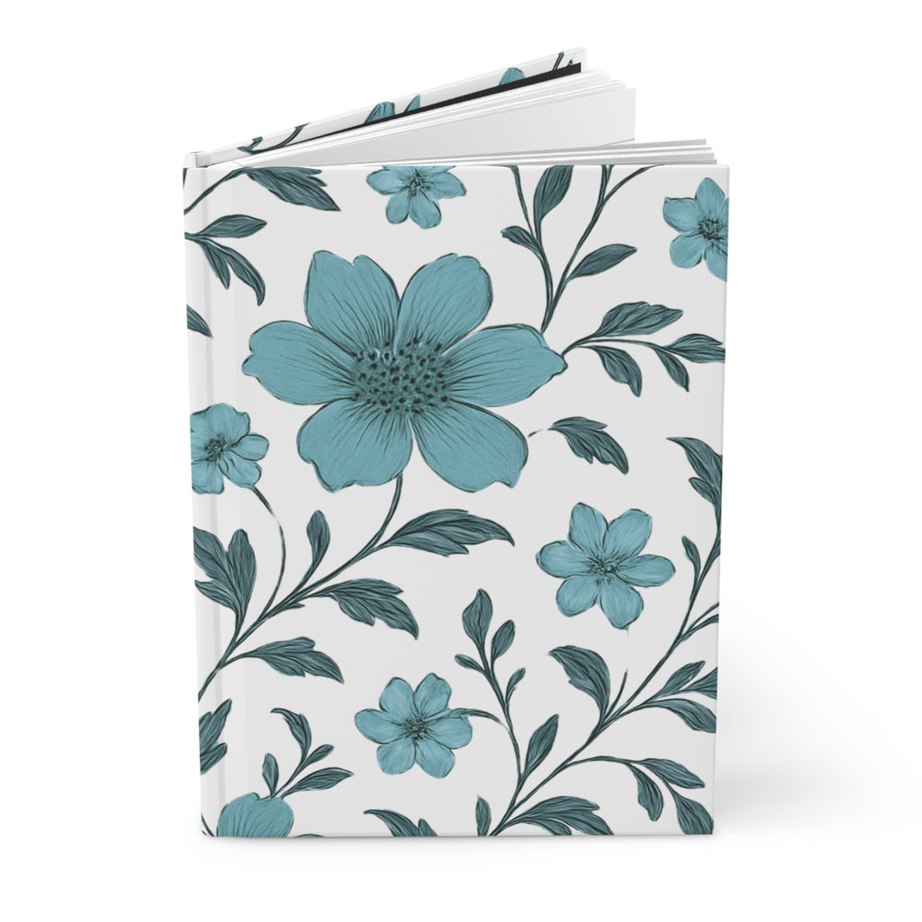Floral Blue Hardcover Journal — Teal Bloom Notebook