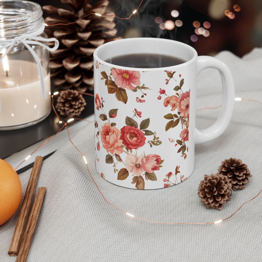 Floral Vintage Rose Ceramic Mug (11oz & 15oz)