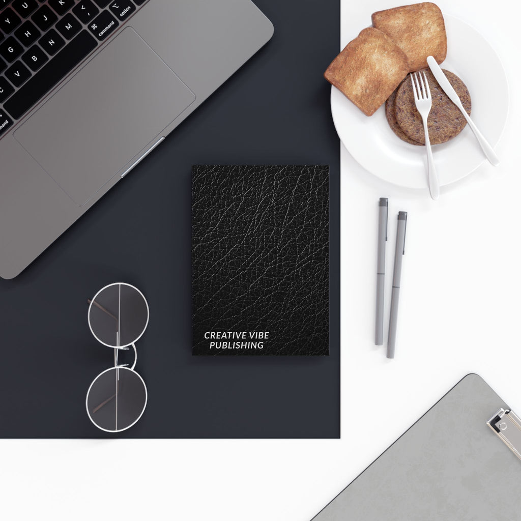 Hardback Notebook — Black Leather Look Journal with "NOTEBOOK" Cover