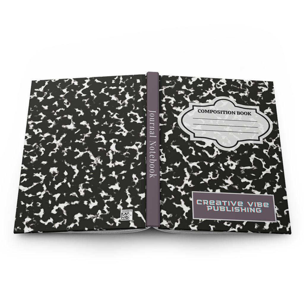 Composition Book Hardcover Journal — Black Marble Notebook for School, Notes & Creative Writing