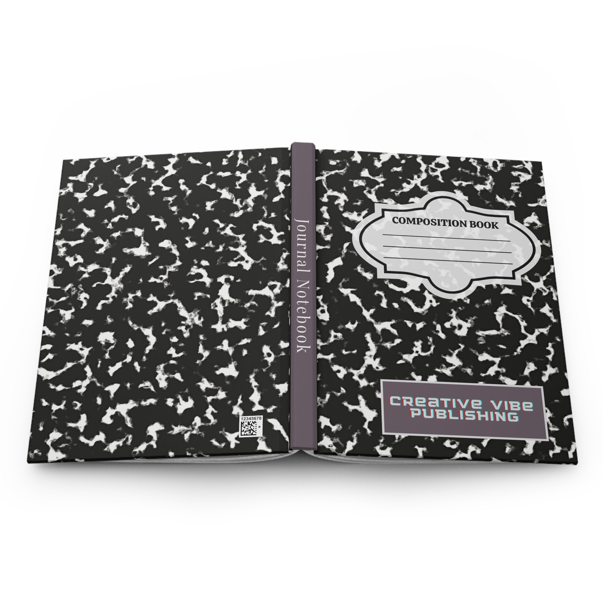 Composition Book Hardcover Journal — Black Marble Notebook for School, Notes & Creative Writing