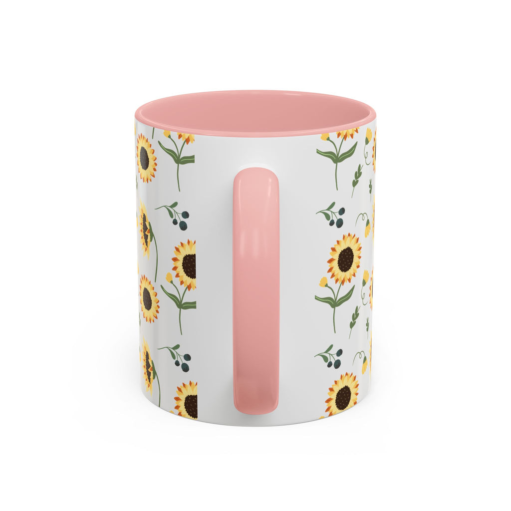 Sunflower Pattern Accent Coffee Mug — 11/15oz Ceramic Mug