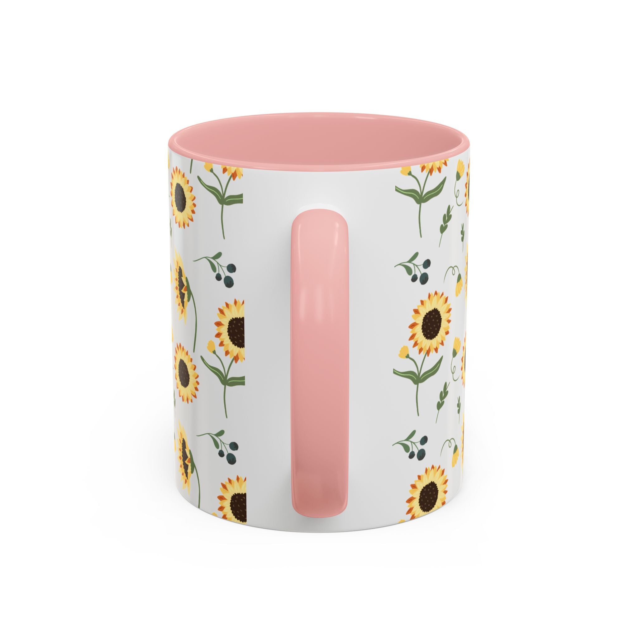 Sunflower Pattern Accent Coffee Mug — 11/15oz Ceramic Mug