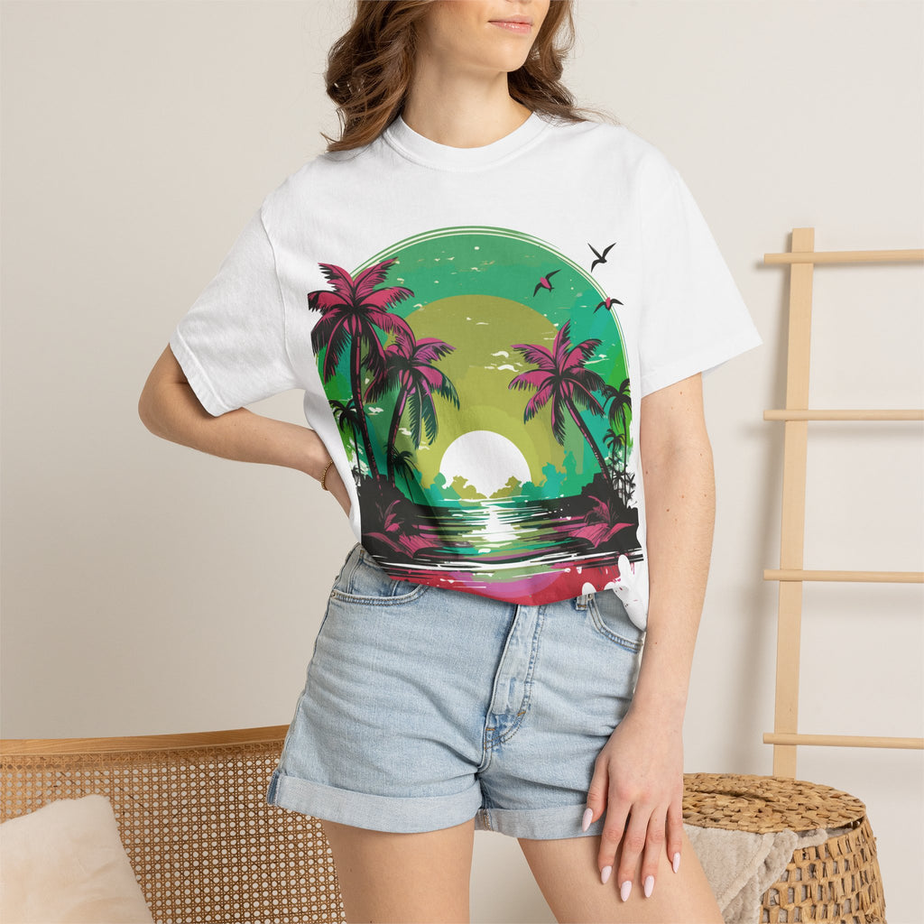 T-Shirt — Tropical Sunset Palm Beach Graphic Tee