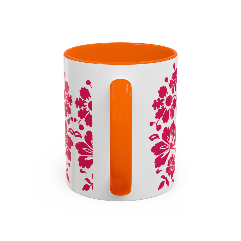 Pink Floral Accent Coffee Mug – 11/15oz Decorative Tea & Coffee Cup