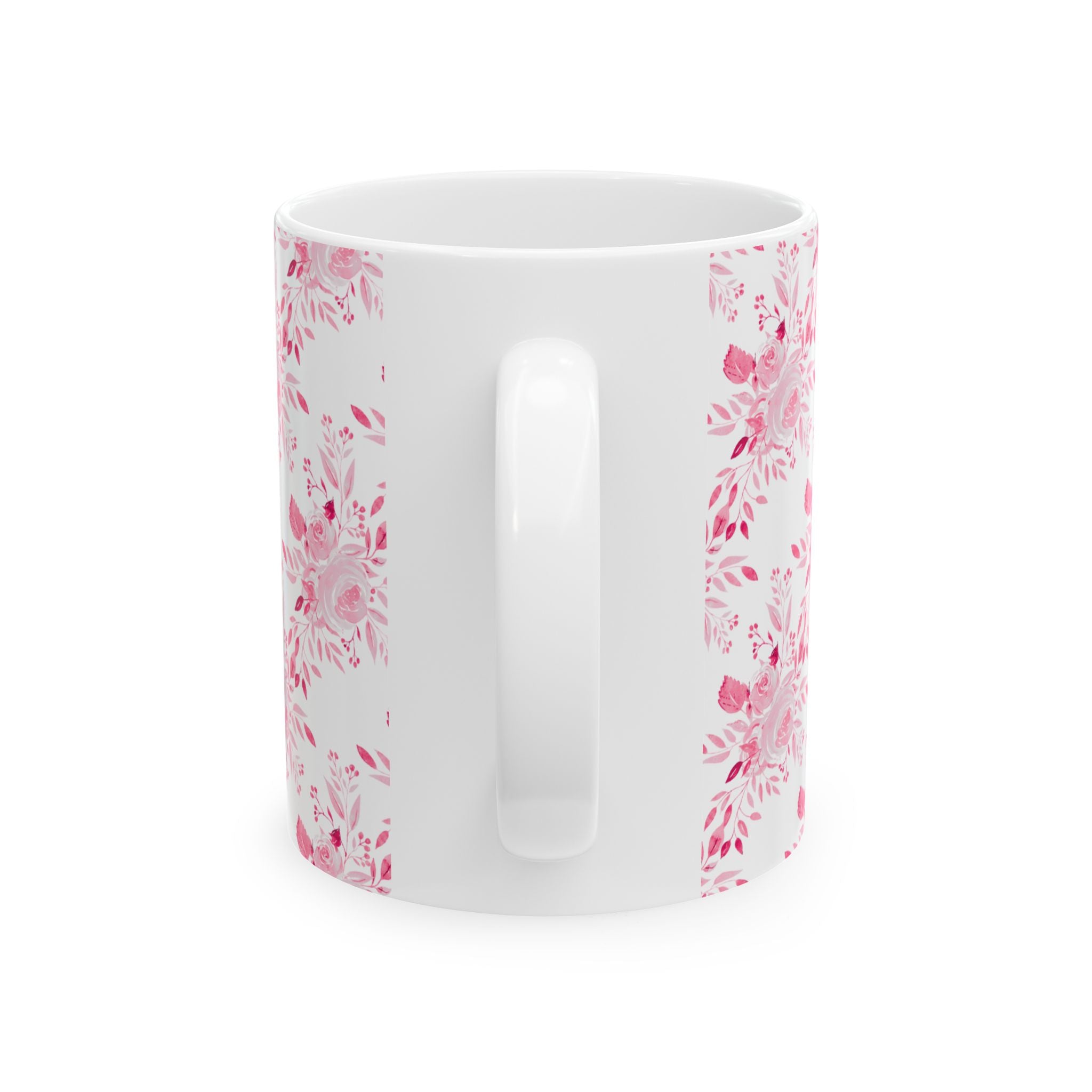 Pink Watercolor Floral Mug — Feminine Rose Pattern Ceramic Coffee Cup (11oz, 15oz)